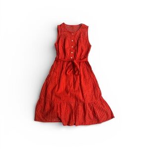 J Crew Eyelet Midi Dress With Ruffle Hem Size 4